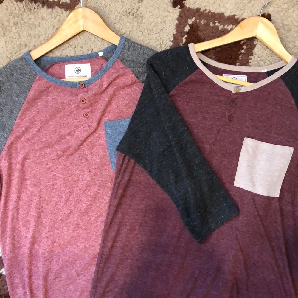 SET OF TWO Colorblock Baseball Tees Pacsun